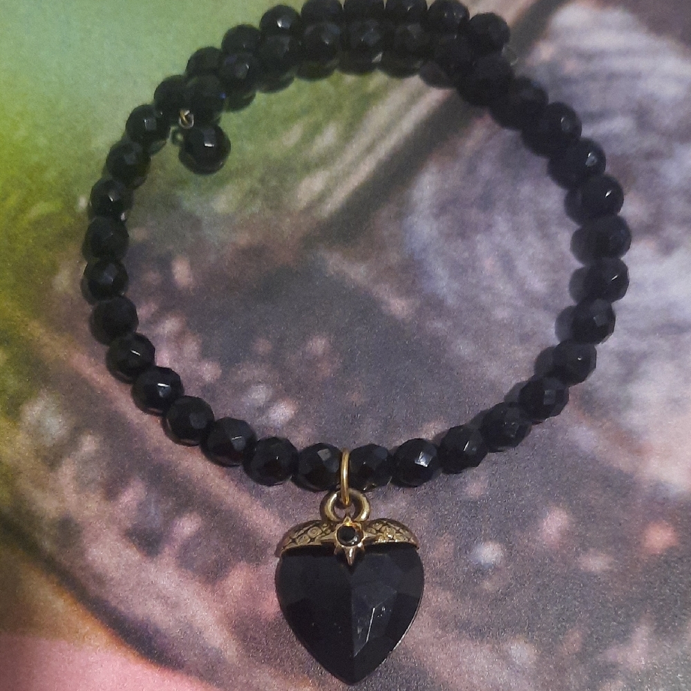 Black Beaded Chocker with Heart Pendant